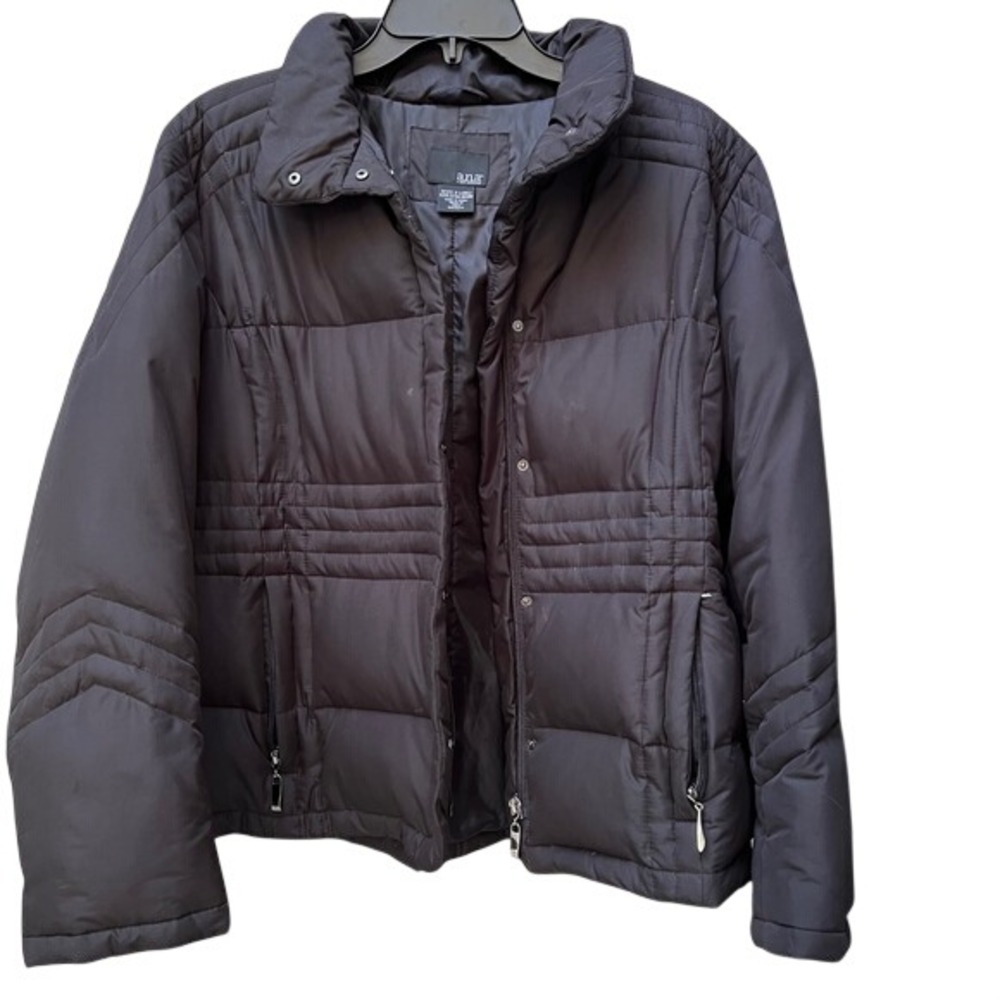 Down Blend Puffer Jacket Petite XL Mixed Quilt Full Zip Coat